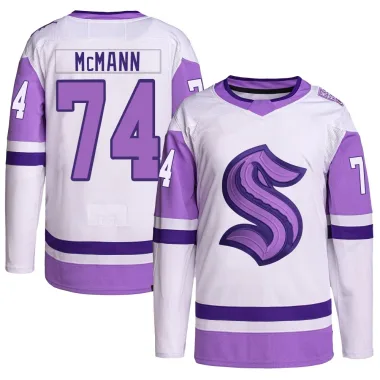Authentic Bobby McMann White/Purple Seattle Kraken Hockey Fights Cancer Primegreen Jersey - Youth