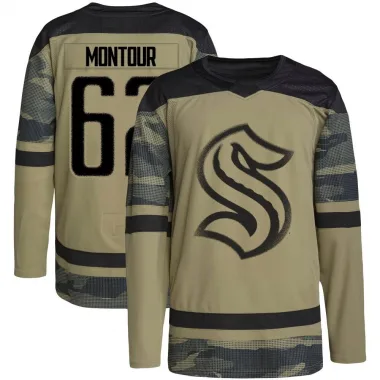Authentic Brandon Montour Camo Seattle Kraken Military Appreciation Team Practice Jersey - Men's