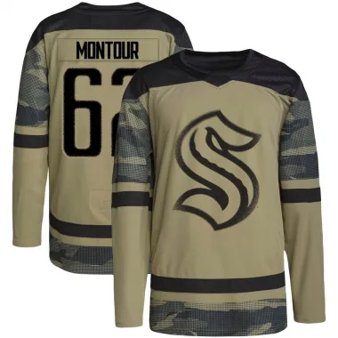 Authentic Brandon Montour Camo Seattle Kraken Military Appreciation Team Practice Jersey - Youth