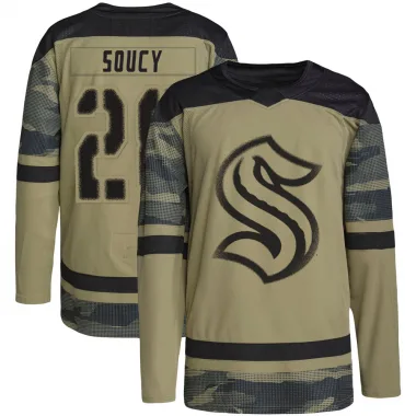 Authentic Carson Soucy Camo Seattle Kraken Military Appreciation Practice Jersey - Youth