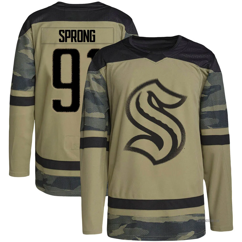 Authentic Daniel Sprong Camo Seattle Kraken Military Appreciation Team Practice Jersey - Youth