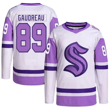Authentic Frederick Gaudreau White/Purple Seattle Kraken Hockey Fights Cancer Primegreen Jersey - Youth