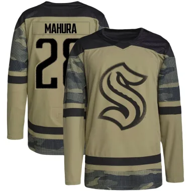 Authentic Joshua Mahura Camo Seattle Kraken Military Appreciation Team Practice Jersey - Youth