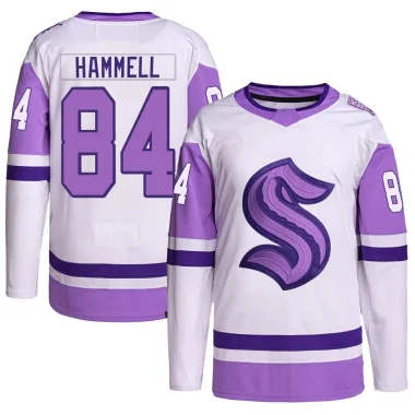 Authentic Kaden Hammell White/Purple Seattle Kraken Hockey Fights Cancer Primegreen Jersey - Men's