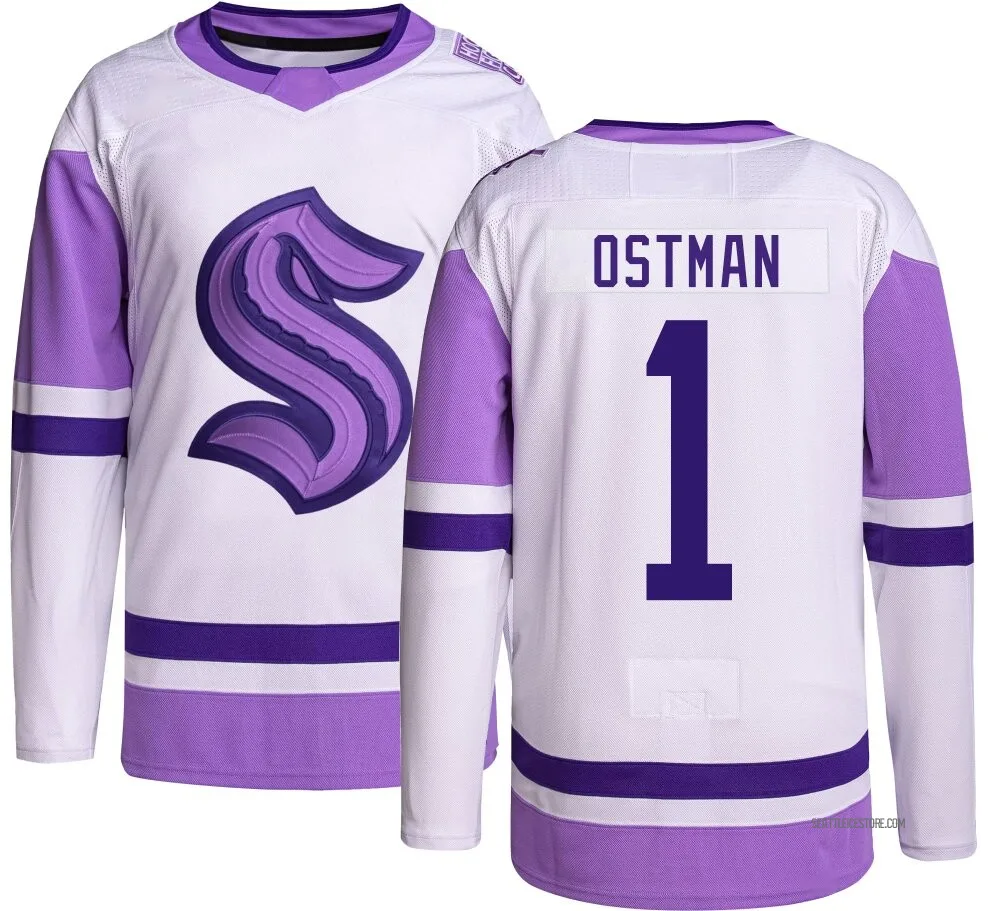 Authentic Victor Ostman Seattle Kraken Hockey Fights Cancer Jersey - Men's