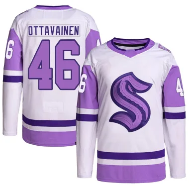 Authentic Ville Ottavainen White/Purple Seattle Kraken Hockey Fights Cancer Primegreen Jersey - Youth