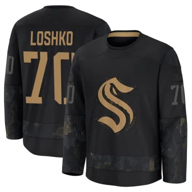 Premium Andrei Loshko Black Seattle Kraken 2024 Military Appreciation Practice Jersey - Youth