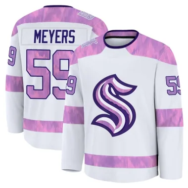 Premium Ben Meyers White Seattle Kraken 2024 Hockey Fights Cancer Practice Jersey - Men's