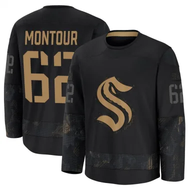 Premium Brandon Montour Black Seattle Kraken 2024 Military Appreciation Practice Jersey - Men's