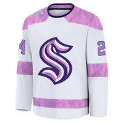 Premium Jamie Oleksiak White Seattle Kraken 2024 Hockey Fights Cancer Practice Jersey - Youth