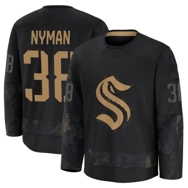 Premium Jani Nyman Black Seattle Kraken 2024 Military Appreciation Practice Jersey - Youth
