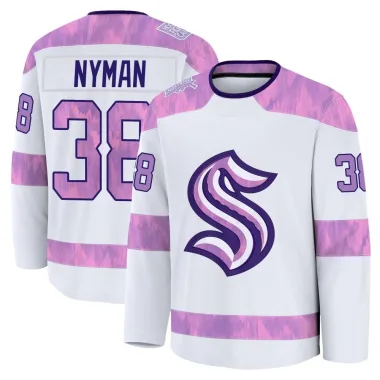 Premium Jani Nyman White Seattle Kraken 2024 Hockey Fights Cancer Practice Jersey - Youth