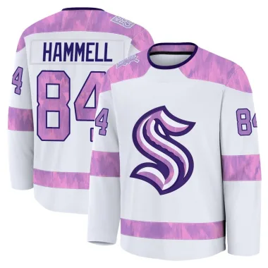 Premium Kaden Hammell White Seattle Kraken 2024 Hockey Fights Cancer Practice Jersey - Youth