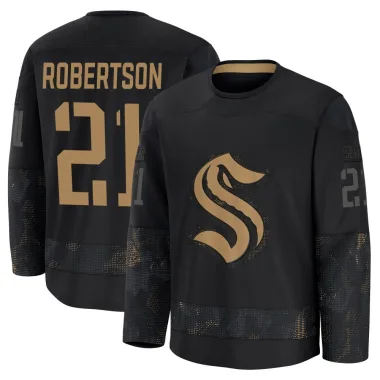 Premium Tucker Robertson Black Seattle Kraken 2024 Military Appreciation Practice Jersey - Men's