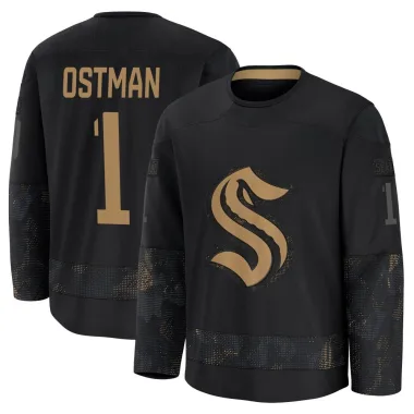 Premium Victor Ostman Black Seattle Kraken 2024 Military Appreciation Practice Jersey - Men's